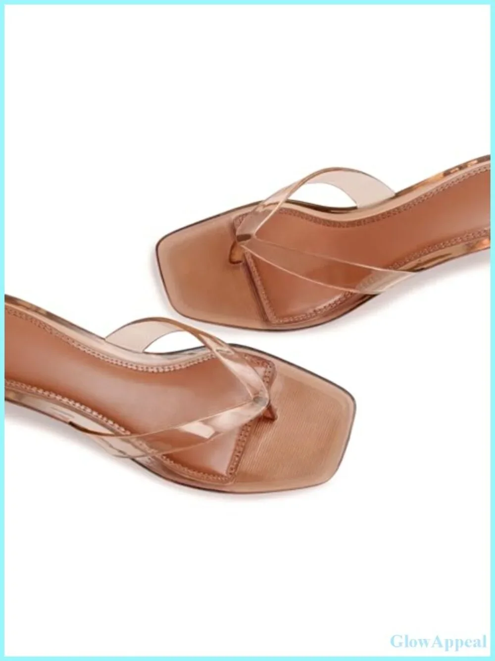 Women's Clear PVC Square Toe Kitten Heel Sandals Waterproof Slip On